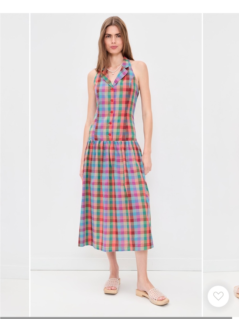 Lisa Says Gah Multicolor Plaid Midi Dress - Pink, Blue, Green